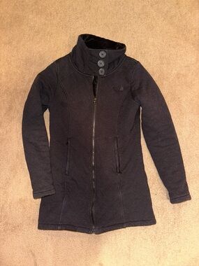 The North Face Black Quilted Long Zip Coat